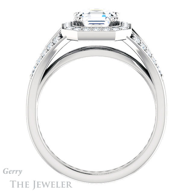 14k White Gold Asscher Cut Forever One Engagement Ring Setting #GTJ1112-asscher-fo-w 2 14k White Gold Asscher Cut Forever One Engagement Ring Setting #GTJ1112-asscher-fo-w