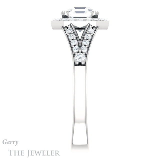 14k White Gold Asscher Cut Forever One Engagement Ring Setting #GTJ1112-asscher-fo-w 3 14k White Gold Asscher Cut Forever One Engagement Ring Setting #GTJ1112-asscher-fo-w