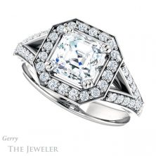 14k White Gold Asscher Cut Forever One Engagement Ring Setting #GTJ1112-asscher-fo-w 5 14k White Gold Asscher Cut Forever One Engagement Ring Setting #GTJ1112-asscher-fo-w