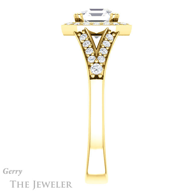 14k Yellow Gold Asscher Cut Forever One Engagement Ring Setting #GTJ1112-asscher-fo-y 3 14k Yellow Gold Asscher Cut Forever One Engagement Ring Setting #GTJ1112-asscher-fo-y