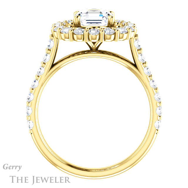 Asscher Cut Forever One Engagement Ring Setting #GTJ1113-asscher-fo-y | Gerry The Jeweler 14k Yellow Gold Asscher Cut Forever One Engagement Ring Setting #GTJ1113-asscher-fo-y