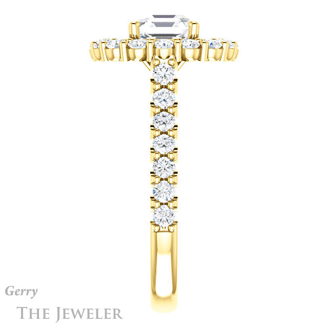 Asscher Cut Forever One Engagement Ring Setting #GTJ1113-asscher-fo-y | Gerry The Jeweler 14k Yellow Gold Asscher Cut Forever One Engagement Ring Setting #GTJ1113-asscher-fo-y