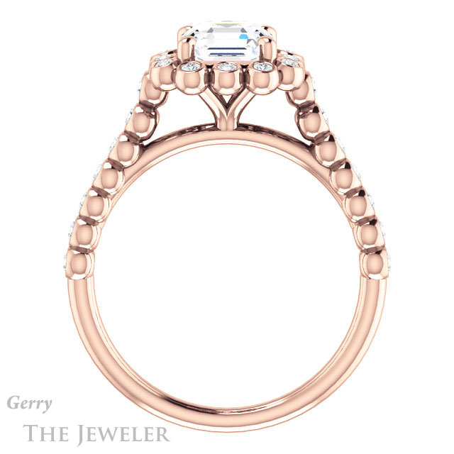Asscher Cut Forever One Engagement Ring Setting #GTJ1119-asscher-fo-r | Gerry The Jeweler 14k Rose Gold Asscher Cut Forever One Engagement Ring Setting #GTJ1119-asscher-fo-r