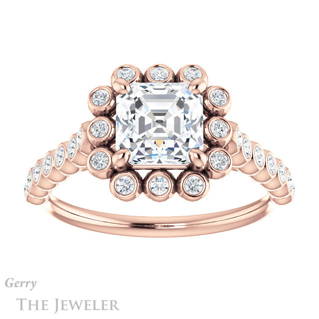 Asscher Cut Forever One Engagement Ring Setting #GTJ1119-asscher-fo-r | Gerry The Jeweler 14k Rose Gold Asscher Cut Forever One Engagement Ring Setting #GTJ1119-asscher-fo-r