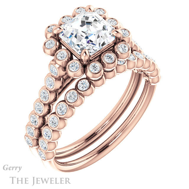 Asscher Cut Forever One Engagement Ring Setting #GTJ1119-asscher-fo-r | Gerry The Jeweler 14k Rose Gold Asscher Cut Forever One Engagement Ring Setting #GTJ1119-asscher-fo-r