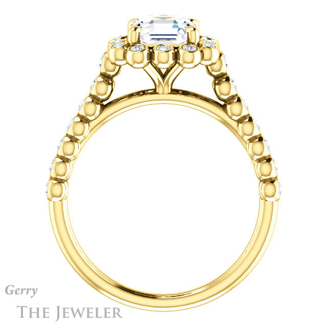 Asscher Cut Forever One Engagement Ring Setting #GTJ1119-asscher-fo-y | Gerry The Jeweler 14k Yellow Gold Asscher Cut Forever One Engagement Ring Setting #GTJ1119-asscher-fo-y