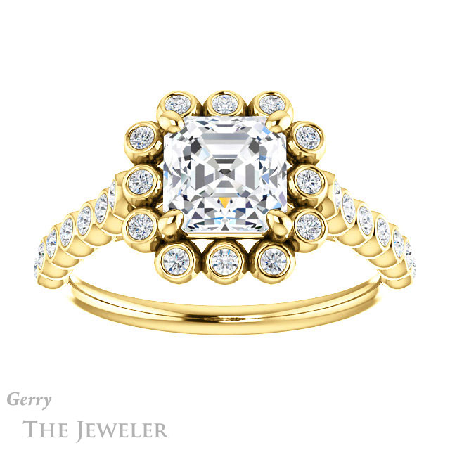 Asscher Cut Forever One Engagement Ring Setting #GTJ1119-asscher-fo-y | Gerry The Jeweler 14k Yellow Gold Asscher Cut Forever One Engagement Ring Setting #GTJ1119-asscher-fo-y