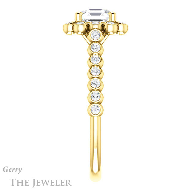 Asscher Cut Forever One Engagement Ring Setting #GTJ1119-asscher-fo-y | Gerry The Jeweler 14k Yellow Gold Asscher Cut Forever One Engagement Ring Setting #GTJ1119-asscher-fo-y