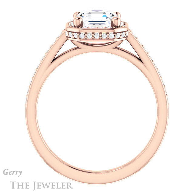 14k Rose Gold Asscher Cut Forever One Engagement Ring Setting #GTJ1120-asscher-fo-r