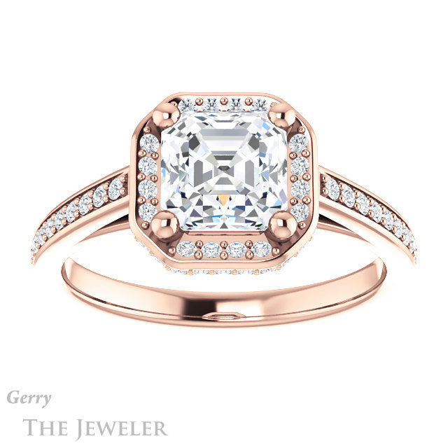 14k Rose Gold Asscher Cut Forever One Engagement Ring Setting #GTJ1120-asscher-fo-r