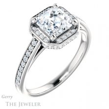 14k White Gold Asscher Cut Forever One Engagement Ring Setting #GTJ1120-asscher-fo-w