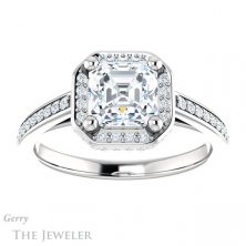 14k White Gold Asscher Cut Forever One Engagement Ring Setting #GTJ1120-asscher-fo-w