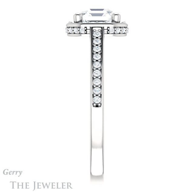 14k White Gold Asscher Cut Forever One Engagement Ring Setting #GTJ1120-asscher-fo-w