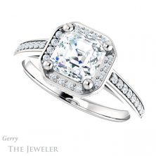 14k White Gold Asscher Cut Forever One Engagement Ring Setting #GTJ1120-asscher-fo-w