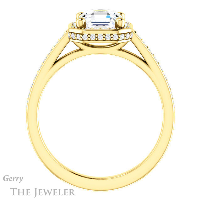 14k Yellow Gold Asscher Cut Forever One Engagement Ring Setting #GTJ1120-asscher-fo-y 2 14k Yellow Gold Asscher Cut Forever One Engagement Ring Setting #GTJ1120-asscher-fo-y