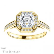14k Yellow Gold Asscher Cut Forever One Engagement Ring Setting #GTJ1120-asscher-fo-y 1 14k Yellow Gold Asscher Cut Forever One Engagement Ring Setting #GTJ1120-asscher-fo-y