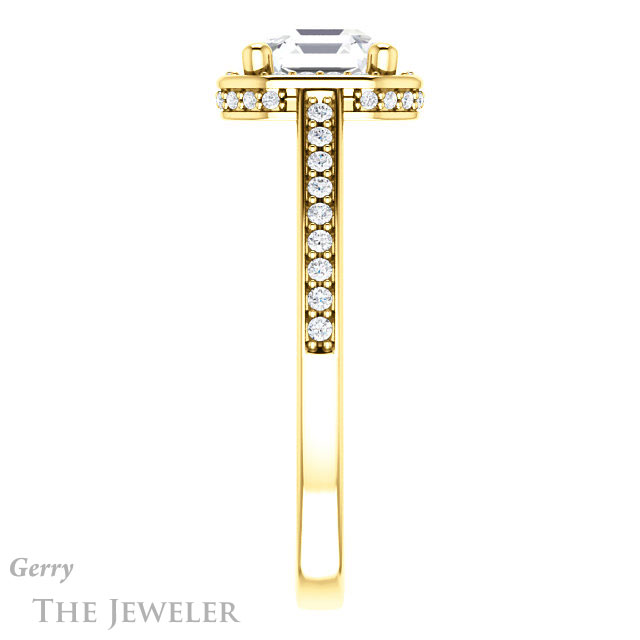 14k Yellow Gold Asscher Cut Forever One Engagement Ring Setting #GTJ1120-asscher-fo-y 3 14k Yellow Gold Asscher Cut Forever One Engagement Ring Setting #GTJ1120-asscher-fo-y