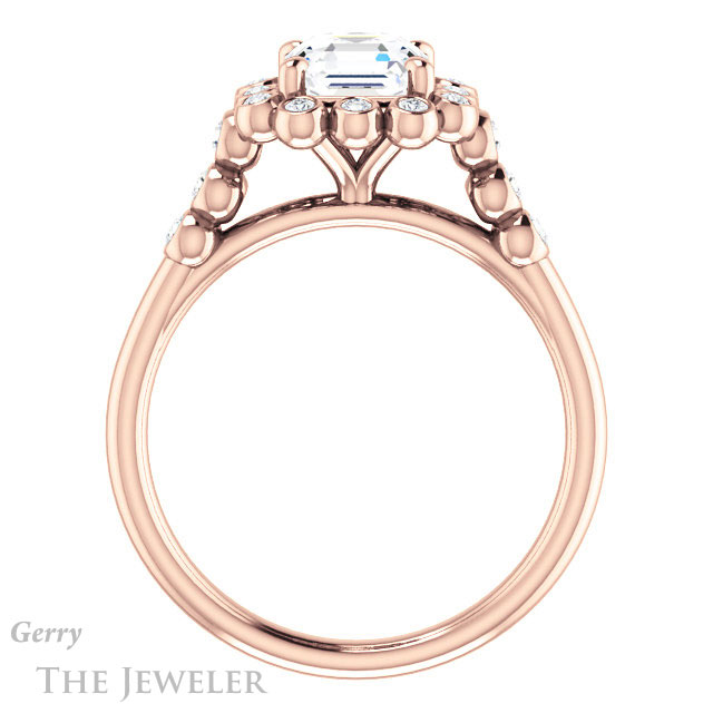 Asscher Cut Forever One Engagement Ring Setting #GTJ1121-asscher-fo-r | Gerry The Jeweler 14k Rose Gold Asscher Cut Forever One Engagement Ring Setting #GTJ1121-asscher-fo-r