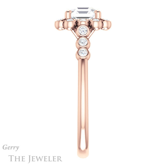 Asscher Cut Forever One Engagement Ring Setting #GTJ1121-asscher-fo-r | Gerry The Jeweler 14k Rose Gold Asscher Cut Forever One Engagement Ring Setting #GTJ1121-asscher-fo-r