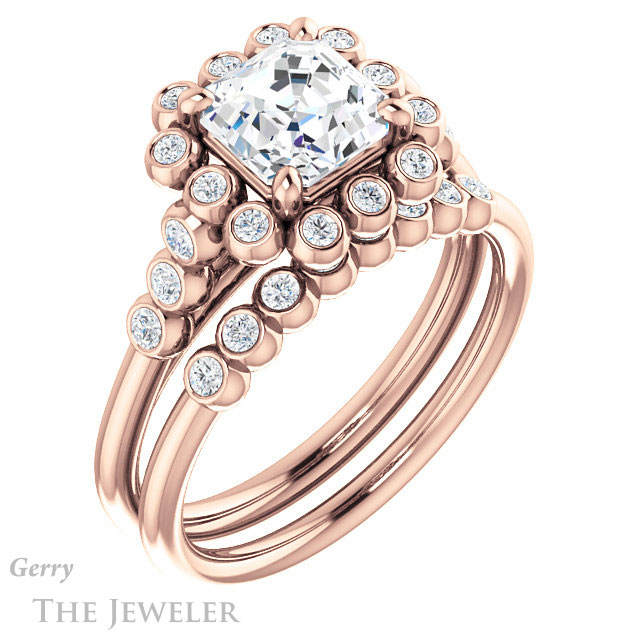 Asscher Cut Forever One Engagement Ring Setting #GTJ1121-asscher-fo-r | Gerry The Jeweler 14k Rose Gold Asscher Cut Forever One Engagement Ring Setting #GTJ1121-asscher-fo-r