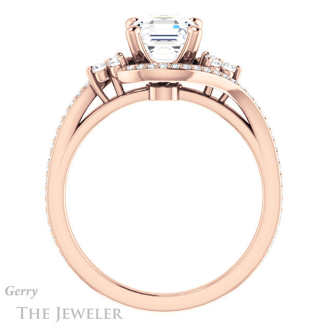 14k Rose Gold Asscher Cut Forever One Engagement Ring Setting #GTJ1124-asscher-fo-r