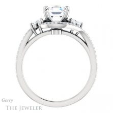 14k White Gold Asscher Cut Forever One Engagement Ring Setting #GTJ1124-asscher-fo-w