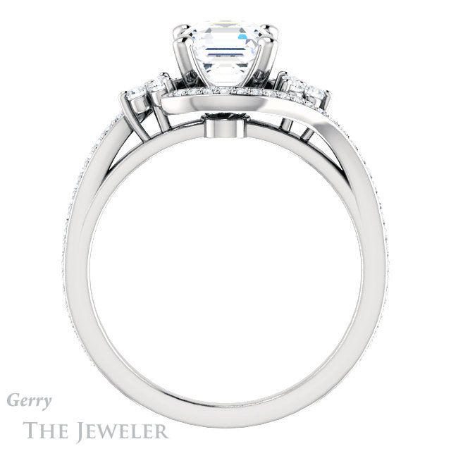14k White Gold Asscher Cut Forever One Engagement Ring Setting #GTJ1124-asscher-fo-w