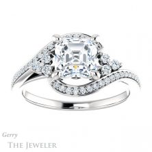 14k White Gold Asscher Cut Forever One Engagement Ring Setting #GTJ1124-asscher-fo-w