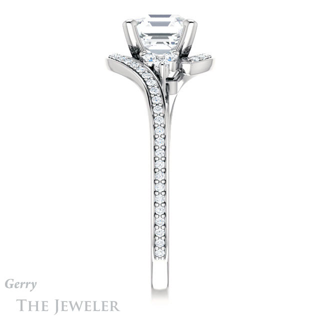 14k White Gold Asscher Cut Forever One Engagement Ring Setting #GTJ1124-asscher-fo-w