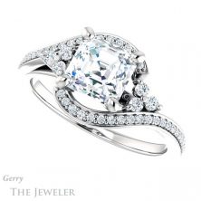 14k White Gold Asscher Cut Forever One Engagement Ring Setting #GTJ1124-asscher-fo-w