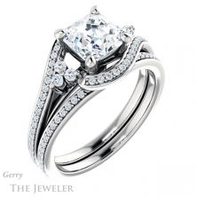 14k White Gold Asscher Cut Forever One Engagement Ring Setting #GTJ1124-asscher-fo-w
