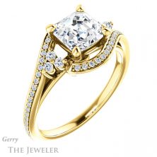 14k Yellow Gold Asscher Cut Forever One Engagement Ring Setting #GTJ1124-asscher-fo-y 4 14k Yellow Gold Asscher Cut Forever One Engagement Ring Setting #GTJ1124-asscher-fo-y