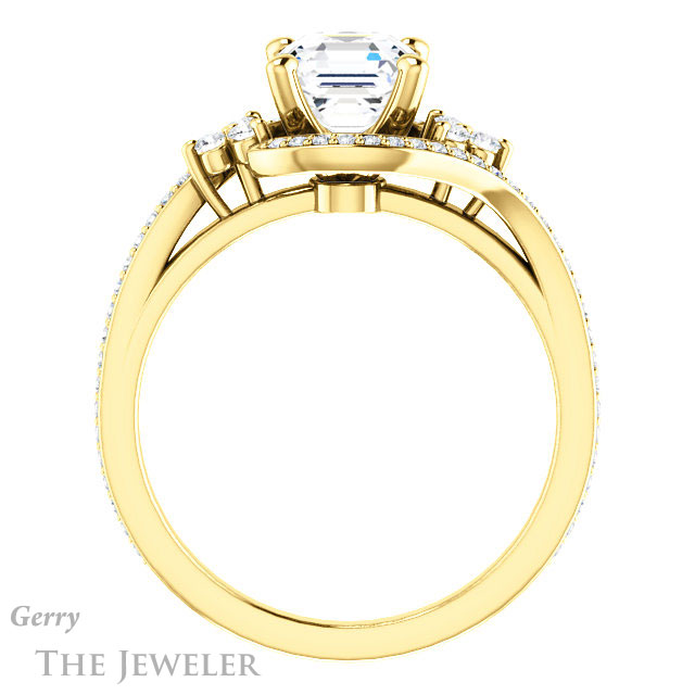 14k Yellow Gold Asscher Cut Forever One Engagement Ring Setting #GTJ1124-asscher-fo-y