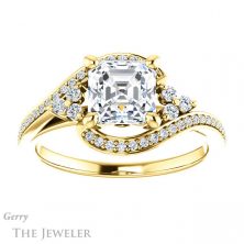 14k Yellow Gold Asscher Cut Forever One Engagement Ring Setting #GTJ1124-asscher-fo-y 1 14k Yellow Gold Asscher Cut Forever One Engagement Ring Setting #GTJ1124-asscher-fo-y