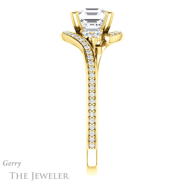 14k Yellow Gold Asscher Cut Forever One Engagement Ring Setting #GTJ1124-asscher-fo-y 3 14k Yellow Gold Asscher Cut Forever One Engagement Ring Setting #GTJ1124-asscher-fo-y