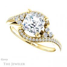 14k Yellow Gold Asscher Cut Forever One Engagement Ring Setting #GTJ1124-asscher-fo-y 5 14k Yellow Gold Asscher Cut Forever One Engagement Ring Setting #GTJ1124-asscher-fo-y