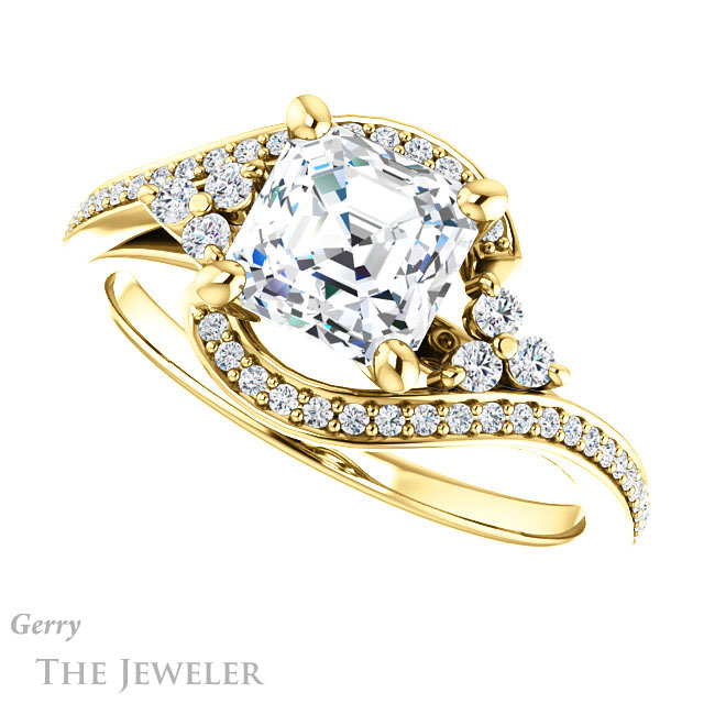 14k Yellow Gold Asscher Cut Forever One Engagement Ring Setting #GTJ1124-asscher-fo-y 5 14k Yellow Gold Asscher Cut Forever One Engagement Ring Setting #GTJ1124-asscher-fo-y