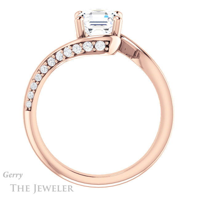 14k Rose Gold Asscher Cut Forever One Engagement Ring Setting #GTJ1125-asscher-fo-r