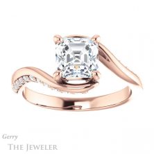 14k Rose Gold Asscher Cut Forever One Engagement Ring Setting #GTJ1125-asscher-fo-r 1 14k Rose Gold Asscher Cut Forever One Engagement Ring Setting #GTJ1125-asscher-fo-r