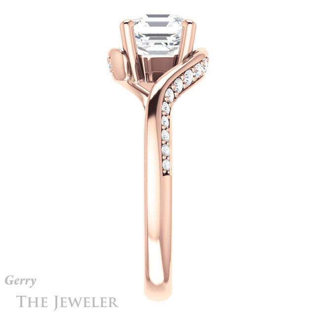 14k Rose Gold Asscher Cut Forever One Engagement Ring Setting #GTJ1125-asscher-fo-r 3 14k Rose Gold Asscher Cut Forever One Engagement Ring Setting #GTJ1125-asscher-fo-r