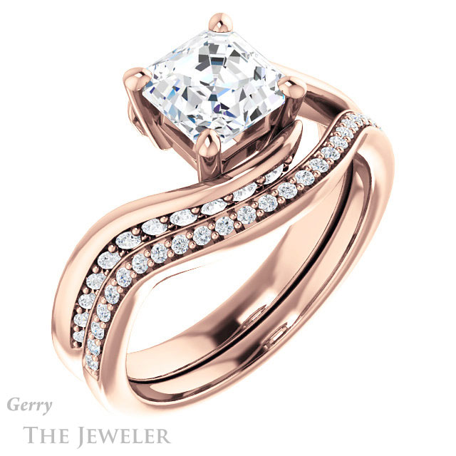 14k Rose Gold Asscher Cut Forever One Engagement Ring Setting #GTJ1125-asscher-fo-r 6 14k Rose Gold Asscher Cut Forever One Engagement Ring Setting #GTJ1125-asscher-fo-r