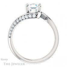 14k White Gold Asscher Cut Forever One Engagement Ring Setting #GTJ1125-asscher-fo-w