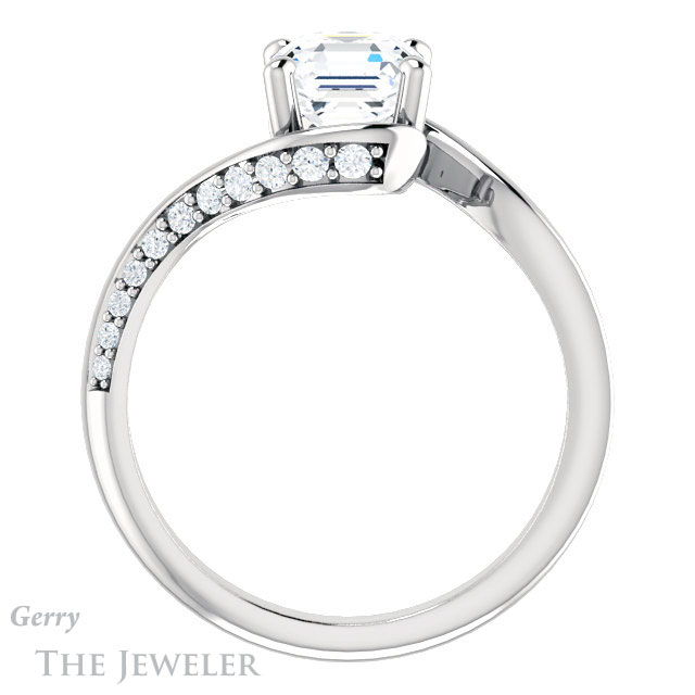 14k White Gold Asscher Cut Forever One Engagement Ring Setting #GTJ1125-asscher-fo-w