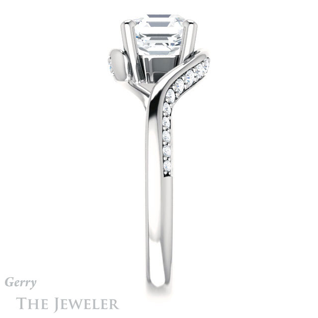 14k White Gold Asscher Cut Forever One Engagement Ring Setting #GTJ1125-asscher-fo-w