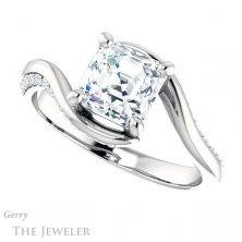 14k White Gold Asscher Cut Forever One Engagement Ring Setting #GTJ1125-asscher-fo-w
