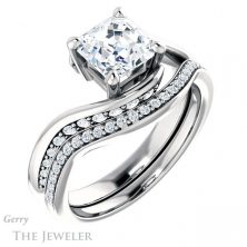 14k White Gold Asscher Cut Forever One Engagement Ring Setting #GTJ1125-asscher-fo-w