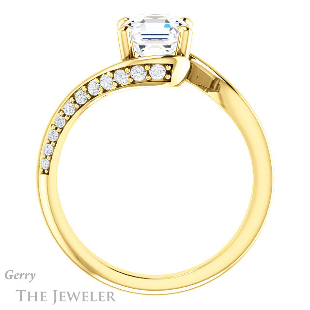 14k Yellow Gold Asscher Cut Forever One Engagement Ring Setting #GTJ1125-asscher-fo-y