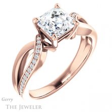 14k Rose Gold Asscher Cut Forever One Engagement Ring Setting #GTJ1126-asscher-fo-r 4 14k Rose Gold Asscher Cut Forever One Engagement Ring Setting #GTJ1126-asscher-fo-r