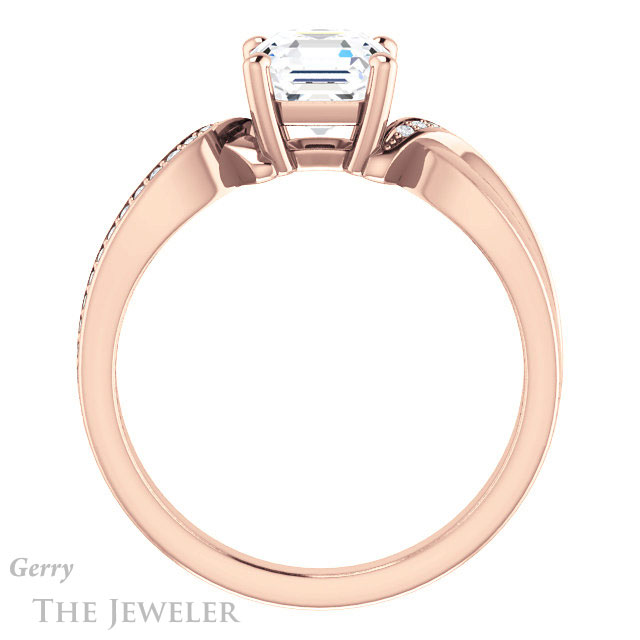 14k Rose Gold Asscher Cut Forever One Engagement Ring Setting #GTJ1126-asscher-fo-r