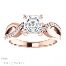 14k Rose Gold Asscher Cut Forever One Engagement Ring Setting #GTJ1126-asscher-fo-r 1 14k Rose Gold Asscher Cut Forever One Engagement Ring Setting #GTJ1126-asscher-fo-r
